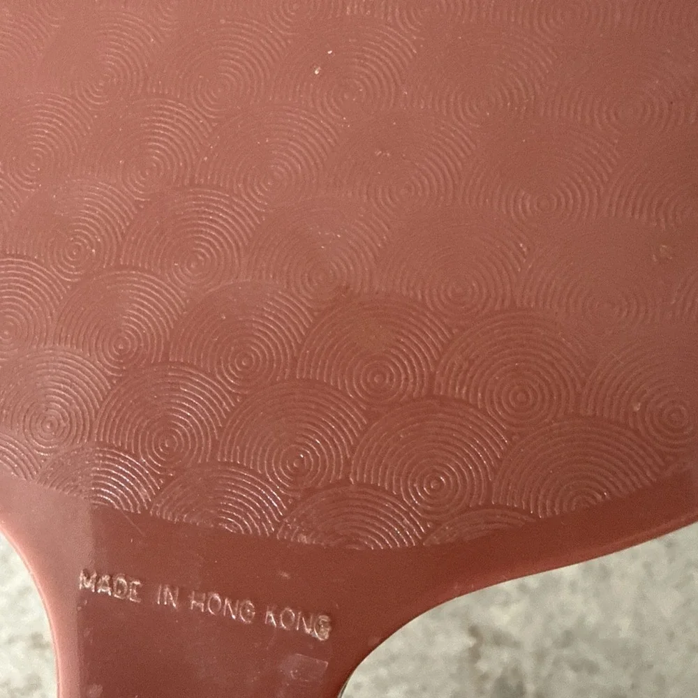 Vintage Hand Held Mirror Mauve Pink Textured Plastic 11 Inch